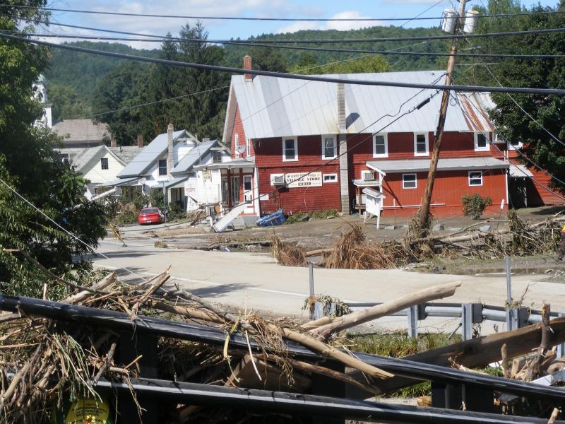 TS Irene aftermath looking west along vt14 in west hartford vt
